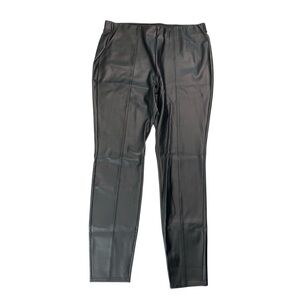 FASHION to FIGURE Black Faux Leather Pull On Pants with Tapered Leg Sz 1X/14-16